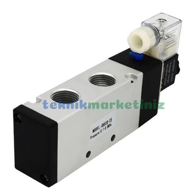 1/2'' Elektrikli 5/2 Pnömatik Yön Valfi 4V410-15 Tek Bobin-Yay Pnomatik Solenoid Valf