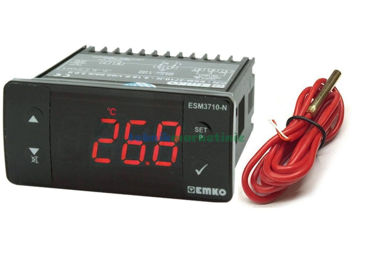 EMKO ESM-3710-N.2.12.0.1/00.00/2.1.0.0 PTC Termokupl Girişli, 24Vac/Vdc 24 Volt, Röle Çıkışlı Sıcaklık Kontrol Cihazı Termostat