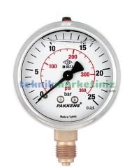 Ø63mm 0-0,6 Bar Alttan Bağlantılı Gliserinli, Sıvı Dolgulu G1/4'' Manometre, Basınç Göstergesi CL2,5 PAKKENS