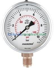 Ø100mm 0-1 Bar Alttan Bağlantılı Gliserinli, Sıvı Dolgulu G1/2'' Manometre, Basınç Göstergesi CL2,5 PAKKENS