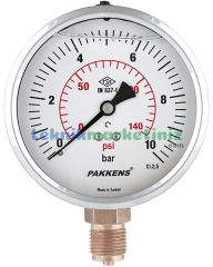 Ø100mm 0-1,6 Bar Alttan Bağlantılı Gliserinli, Sıvı Dolgulu G1/2'' Manometre, Basınç Göstergesi CL2,5 PAKKENS