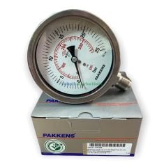 Ø100mm 0/25 Bar Alttan Bağlantılı Komple Paslanmaz Kurutip CL1,0 Hassas Basınç Ölçer, Manometre G1/2'' Class 1,0 PAKKENS