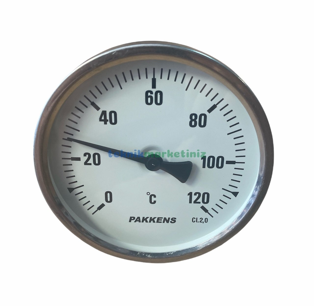 Ø100mm 0/+120°C Derece, Arkadan Çıkışlı G1/2'' Bi-Metal Sıcaklık Ölçer, Termometre, Paslanmaz Termovilli Mekanik Isı Gösterge Saati, EN 13190, CL2,0 PAKKENS, Dalma Boyu :