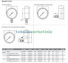 Ø100mm 0/400 Bar Alttan Bağlantılı Paslanmaz Gövde Sıvı Dolgulu CL1,0 Hassas Basınç Ölçer, Manometre G1/2'' Prinç Bağlantı Elemanlı Class 1,0 PAKKENS