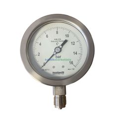 Ø100mm 0/16 Bar Alttan Bağlantılı Komple Paslanmaz Kurutip CL1,0 Hassas Basınç Ölçer, Manometre G1/2'' Class 1,0 Fantinelli