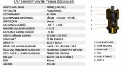 5 ADET 3/4'' YKS Emniyet Ventili Düşük Basınç 0.1 / 1.9 Bar Arası Sabit Basınçlı Mühürlü