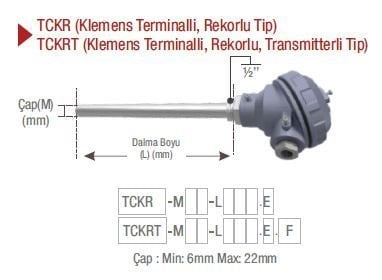 EMKO ( TCKRT ) ‘‘K’’ NiCr-Ni TİPİ KLEMENS TERMİNALLİ, REKORLU TİP TERMOKUPL EMKO TCKRT -