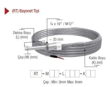 EMKO ( RT ) BAYONET TİP PT-100 TERMOREZİSTANSLAR EMKO RT -