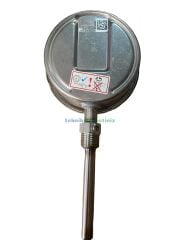 Ø100mm -30/+60°C Derece, CL1,0 IP65 Komple Paslanmaz Alttan Çıkışlı G1/2'' Bi-Metal Sıcaklık Ölçer, Termometre, Mekanik Isı Gösterge Saati PAKKENS, Dalma Boyu :