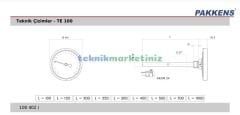 Ø100mm 0/+250°C Derece, Arkadan Çıkışlı G1/2'' Bi-Metal Sıcaklık Ölçer, Termometre, Paslanmaz Termovilli Mekanik Isı Gösterge Saati, EN 13190, CL2,0 PAKKENS, Dalma Boyu :