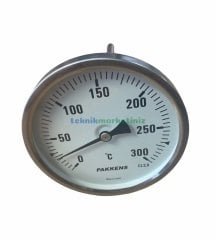 Ø100mm 0/+300°C Derece, Arkadan Çıkışlı G1/2'' Bi-Metal Sıcaklık Ölçer, Termometre, Paslanmaz Termovilli Mekanik Isı Gösterge Saati, EN 13190, CL2,0 PAKKENS, Dalma Boyu :