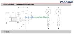 3 Yollu G1/2'' PN64 Pirinç Manometre Musluğu, Manometre Valfi PAKKENS