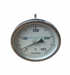 Ø100mm 0/+400°C Derece, Arkadan Çıkışlı G1/2'' Bi-Metal Sıcaklık Ölçer, Termometre, Paslanmaz Termovilli Mekanik Isı Gösterge Saati, EN 13190, CL2,0 PAKKENS, Dalma Boyu :