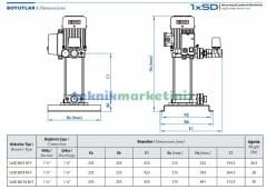 1*SD 80/8 Düşey Tip Tek Pompalı Paket Hidrofor, 1,5 HP - 1,1 KW Dikey Milli Paket Hidrofor Star Pompa 1*SD 80/8