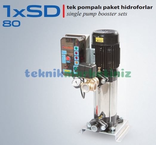 1*SD 80/10 Düşey Tip Tek Pompalı Paket Hidrofor, 2 HP - 1,5 KW Dikey Milli Paket Hidrofor Star Pompa 1*SD 80/10