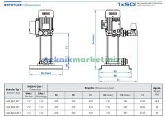 1*SD 80/10 Düşey Tip Tek Pompalı Paket Hidrofor, 2 HP - 1,5 KW Dikey Milli Paket Hidrofor Star Pompa 1*SD 80/10