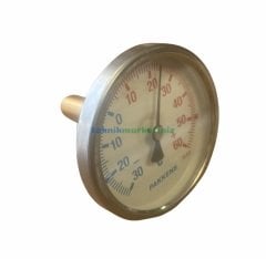 Ø63mm -30/+60°C Derece, 5 cm Arkadan Çıkışlı Prinç Termovilli G1/2'' Bi-Metal Sıcaklık Ölçer, Termometre, Mekanik Isı Gösterge Saati, EN 13190, CL2,0 PAKKENS