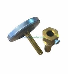 Ø63mm -30/+60°C Derece, 5 cm Arkadan Çıkışlı Prinç Termovilli G1/2'' Bi-Metal Sıcaklık Ölçer, Termometre, Mekanik Isı Gösterge Saati, EN 13190, CL2,0 PAKKENS