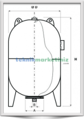 2000 Litre Dikey Tip, Ayaklı, Manometreli Genleşme Tankı, Hidrofor Tankı CRUWA