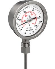ÇAP Ø100mm -30/+60 C° KOMPLE PASLANMAZ ALTTAN BAĞLANTILI PAKKENS MEKANİK GÖSTERGELİ Bİ-METAL SICAKLIK ÖLÇER, TERMOMETRE