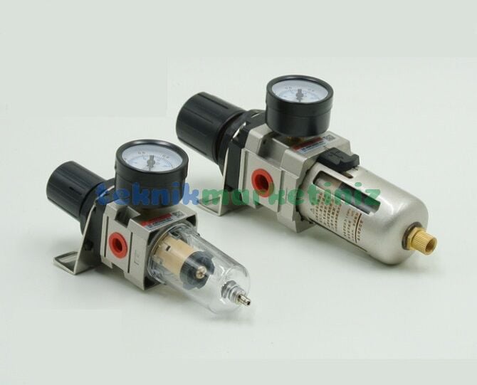 3/8'' Pnömatik Filtre Regülatör, Hava Basınç Ayar Filtreli Regülatörü AW Serisi Filtre+Regülatör