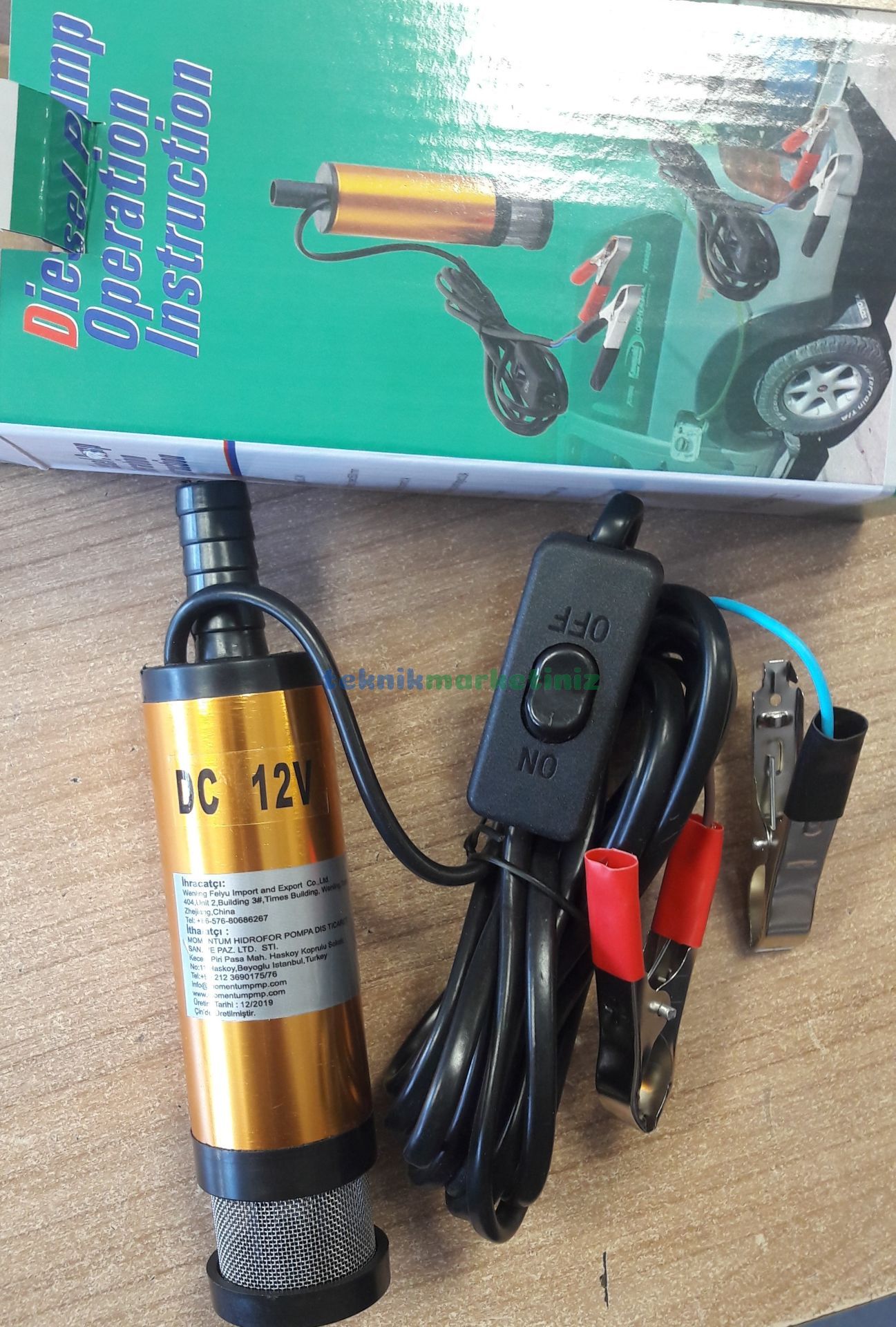 12 Volt Süzgeçli Mini Dalgıç Pompa, 12 Volt DC Mazot Aktarma Mini Dalgıç Pompası