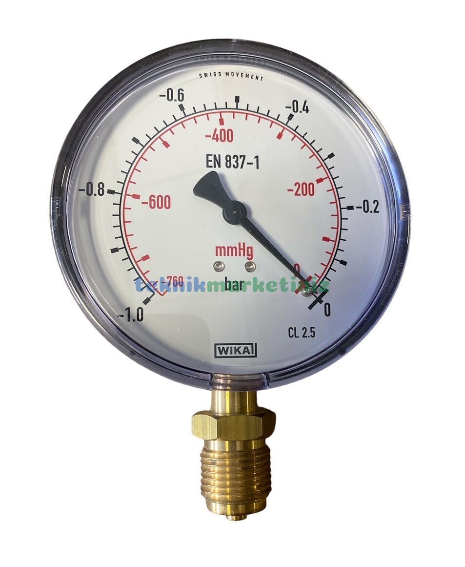 WİKA 100mm 1 Bar ve 760 mmHg Alttan Bağlantılı Vakum Ölçer Fiyatı