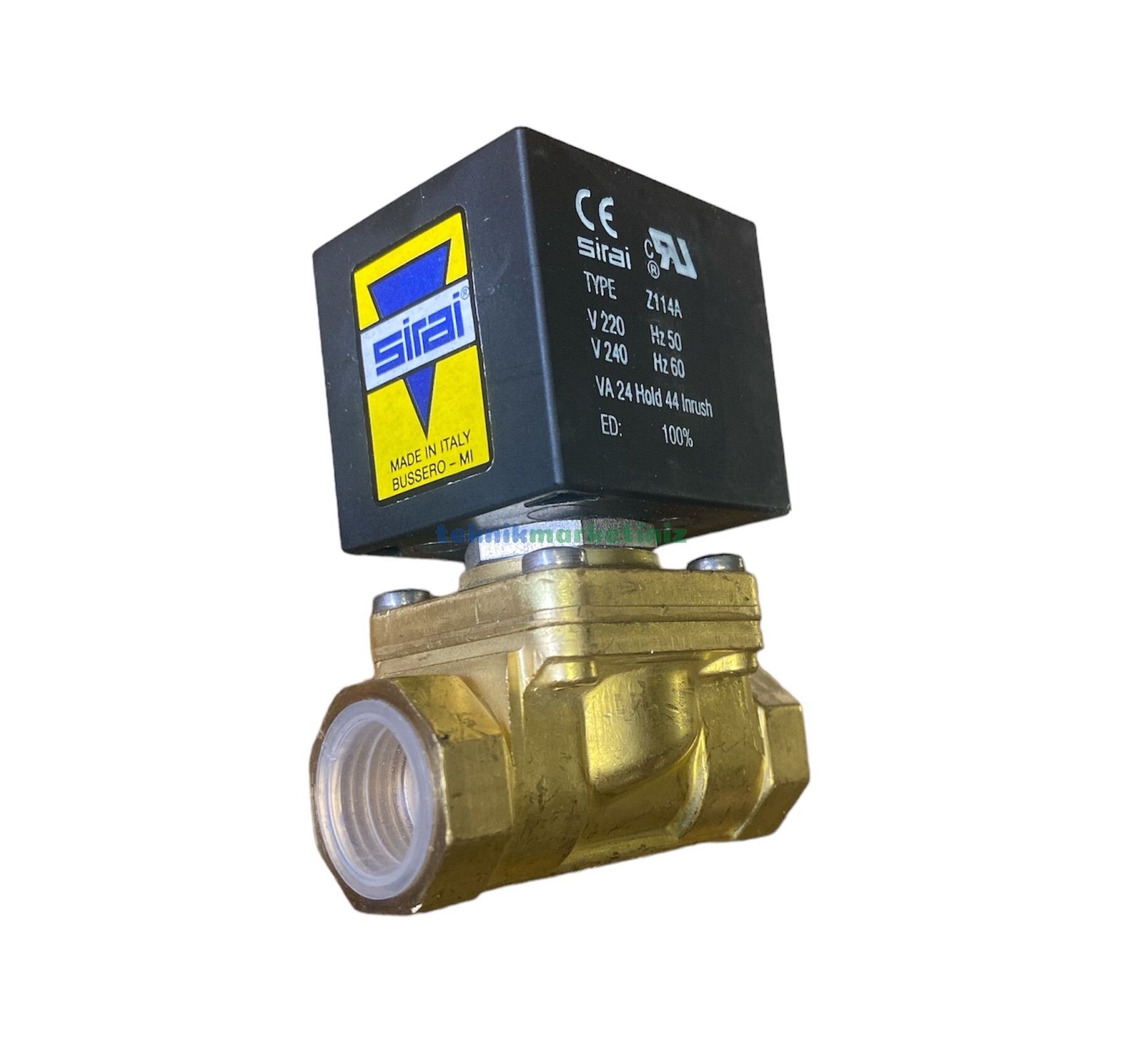 1/2'' Normal Su - Sıcak Su / Buhar Normalde Kapalı 0 Basınç Solenoid Valf Servo Asist Hung Tipi Diyaframlı (0-6 Bar) Ø11,5mm Orifisli ( -10°C +140°C ) Sirai (Made in Italy)