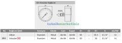 Ø63mm 0/1000 Milibar Arkadan Bağlantılı Kurutip Kapsül Diyaframlı Basınç Ölçer, Milibar Manometre G1/4'' CL1,6 PAKKENS