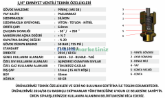 1/4'' 14 BAR Sabit Basınçlı Mühürlü CE Belgeli Emniyet Ventili YKS-113