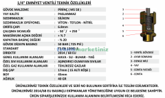 1/4'' 20 BAR Sabit Basınçlı Mühürlü CE Belgeli Emniyet Ventili YKS-119