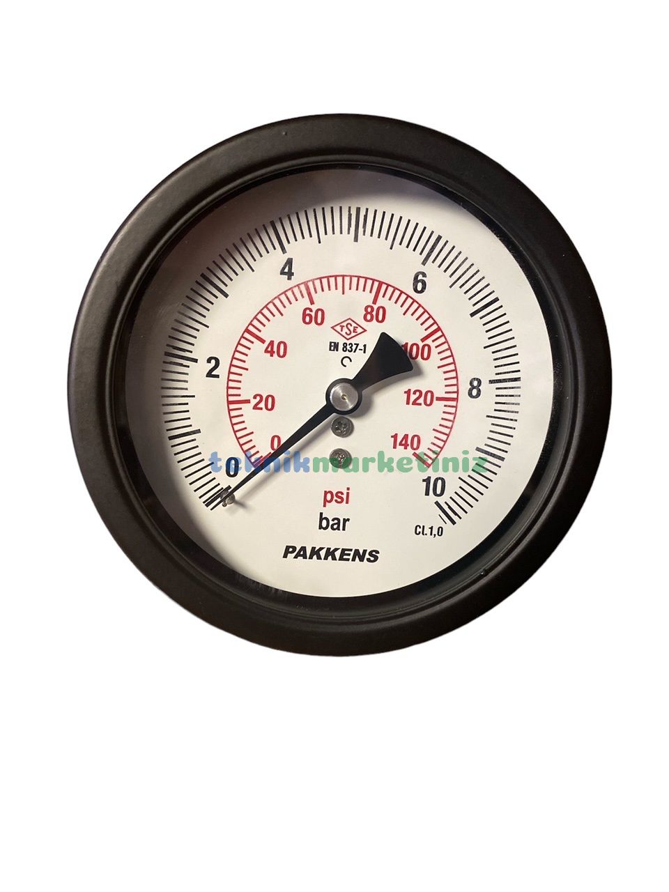 Ø100mm 0/10 Bar Panotip Arka Bağlantılı Kurutip CL1,0 Hassas Basınç Ölçer, Manometre G1/2'' Prinç Bağlantı Elemanlı Class 1,0 PAKKENS
