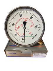 Ø160mm 0-100 Bar Alttan Bağlantılı Gliserinli, Sıvı Dolgulu 1/2'' NPT Manometre, Basınç Göstergesi CL1,6 PAKKENS