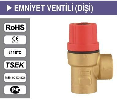 1/2'' İNÇ 6 BAR SABİT BASINÇLI EMNİYET VENTİLİ (DİŞİ)