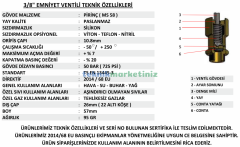 3/8'' 11 BAR Sabit Basınçlı Mühürlü CE Belgeli Emniyet Ventili YKS-129
