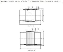 MKKB-30L Eksenel Metal Körüklü Kompansatörler / Kaynak Boyunlu 30mm Laynerli