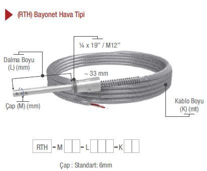 EMKO ( RTH ) HAVA TİPİ BAYONET PT-100 TERMOREZİSTANSLAR EMKO RTH -