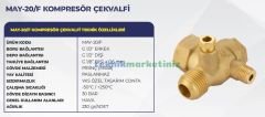 MAY-20/F Kompresör Çekvalfi,  1/2'', 1/2'', 1/4'', 1/8”–Q6 mm Dişli Kompresör Çekvalfi YKS MAY20F