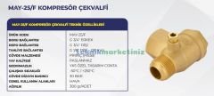 MAY-25/F Kompresör Çekvalfi,  3/4'', 3/4'', 1/8”–Q6 mm Dişli Kompresör Çekvalfi YKS MAY25F