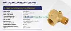 MAY-30/2D Kompresör Çekvalfi, M30X2mm, 1'',  1/8”–Q6 mm Dişli Kompresör Çekvalfi YKS MAY30/2D