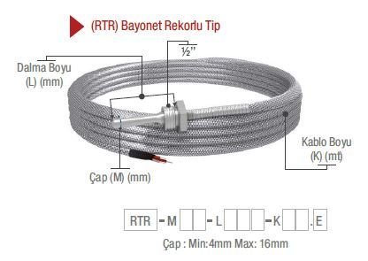 EMKO ( RTR ) REKORLU BAYONET TİP PT-100 TERMOREZİSTANSLAR EMKO RTR -