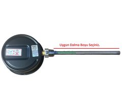 Ø160mm 0/+120°C Derece, Alttan Çıkışlı G1/2'' Bi-Metal Sıcaklık Ölçer, Termometre, Paslanmaz Termovilli Mekanik Isı Gösterge Saati, EN 13190, CL2,0 PAKKENS, Dalma Boyu :
