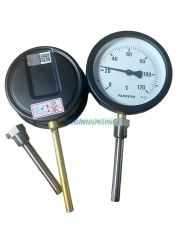 Ø160mm 0/+120°C Derece, Alttan Çıkışlı G1/2'' Bi-Metal Sıcaklık Ölçer, Termometre, Paslanmaz Termovilli Mekanik Isı Gösterge Saati, EN 13190, CL2,0 PAKKENS, Dalma Boyu :