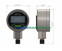 0/40 Bar Dijital Manometre Bar, Psi, Kgf/cm2, Mpa Göstergeli, ±1% Hassasiyetli G1/4'' Ø65mm Dijital Basınç Göstergesi