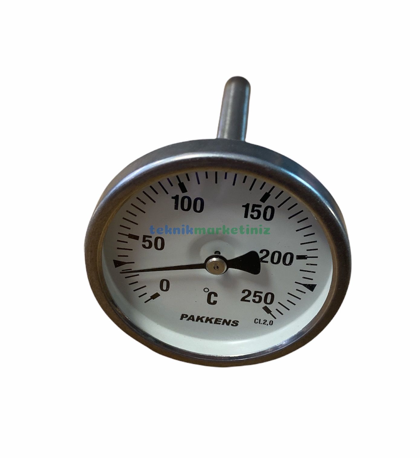 Ø63mm 0/+250°C Derece, Arkadan Çıkışlı G1/2'' Bi-Metal Sıcaklık Ölçer, Termometre, Paslanmaz Termovilli Mekanik Isı Gösterge Saati, EN 13190, CL2,0 PAKKENS, Dalma Boyu :