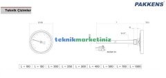 Ø100mm 500 C° 15 cm Dalma Boylu Fırın Termometresi PAKKENS