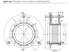 MKTY-30 Titreşim Yutucu Metal Kompansatör ÇİFT KAT KÖRÜKLÜ, LİMİT ROTLU (30 mm Genleşmeli -20, +10)