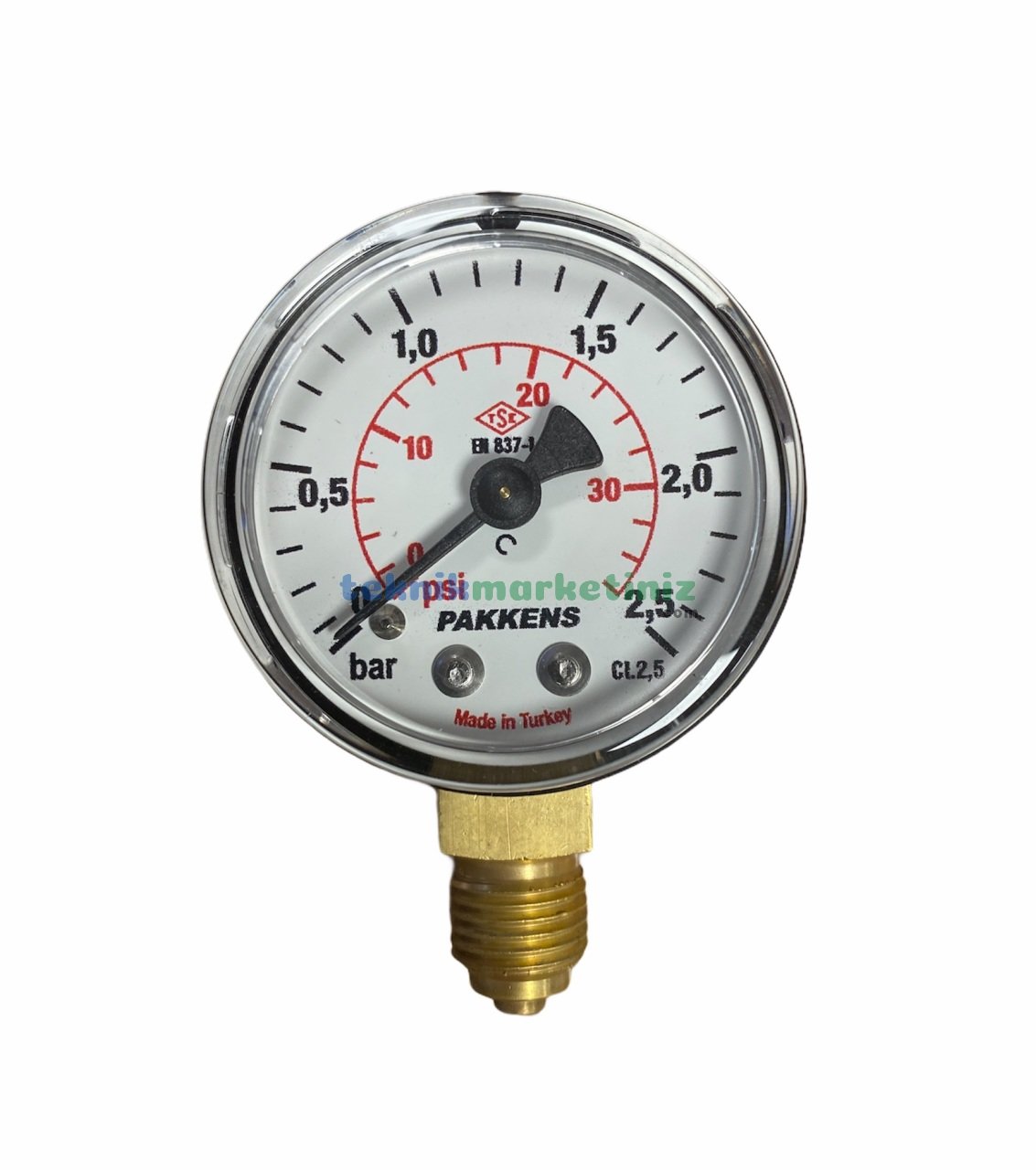 Ø50mm 0-2,5 Bar G1/4'' inç Alttan Bağlantılı Genel Amaçlı Kurutip Manometre, Basınç Göstergesi CL2,5 PAKKENS