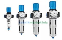 1/8'' Metal Gövde Festo Tip Pnömatik Tekli Filtre+Regülatör, Hava Basınç Ayar Filtreli Regülatörü DFR Serisi P1 Max : 16 Bar