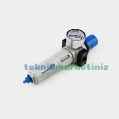 3/8'' Metal Gövde Festo Tip Pnömatik Tekli Filtre+Regülatör, Hava Basınç Ayar Filtreli Regülatörü DFR Serisi P1 Max: 16 Bar
